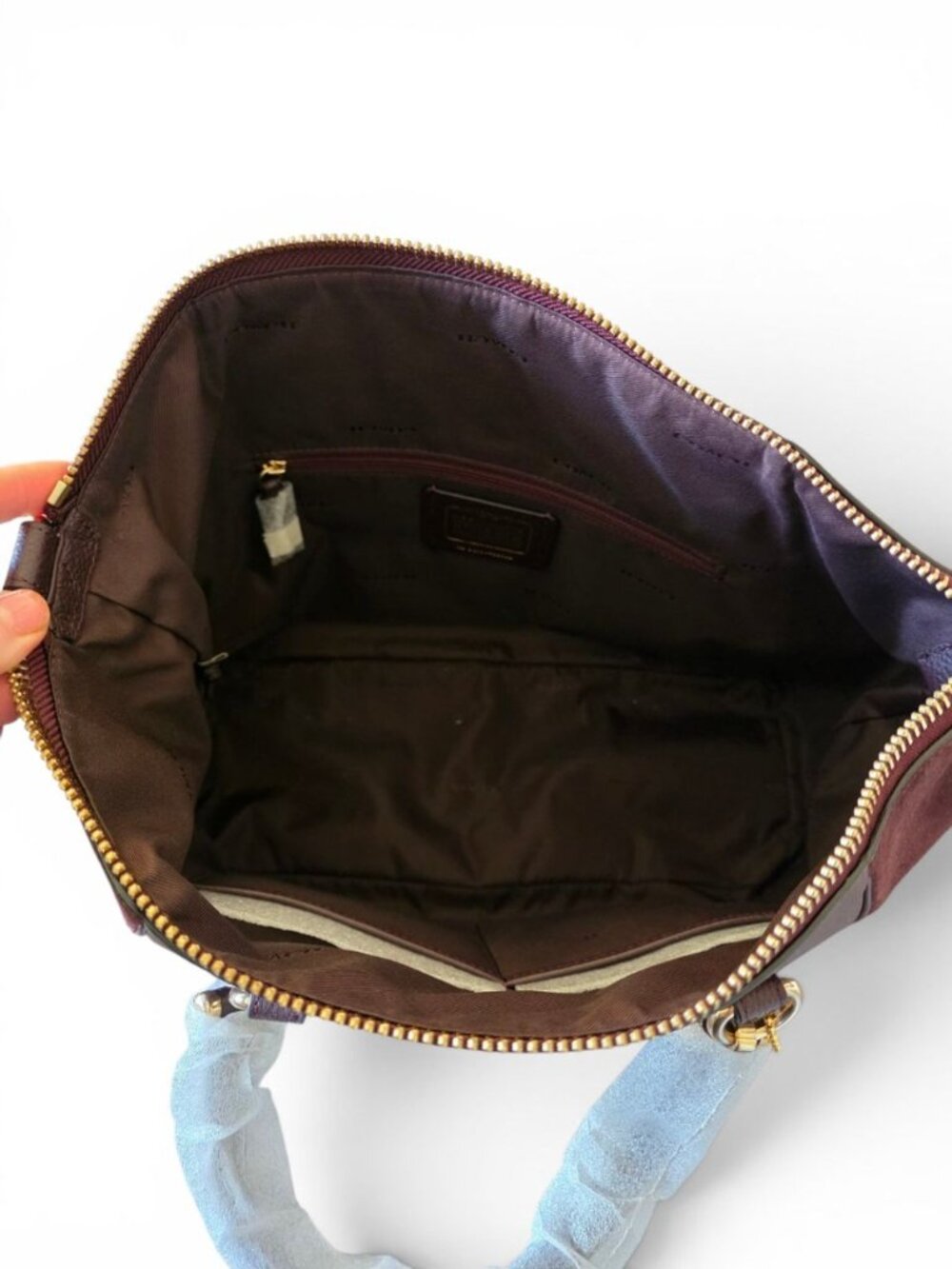 Coach Primrose Satchel 55532 Oxblood Leather Suede Gold NWT Dust Bag - Picture 9 of 16